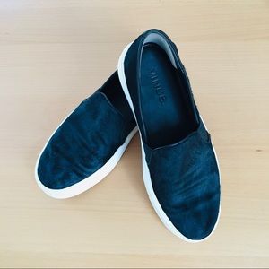 Vince. Berlin Black Pony Slip-on Flats Sneakers